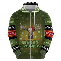 Merry ChristMoose Christmas Zip Hoodie Xmas Holiday Patterns - Wonder Print Shop