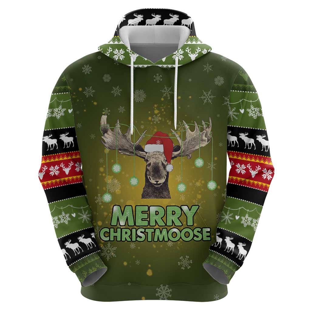 Merry ChristMoose Christmas Zip Hoodie Xmas Holiday Patterns - Wonder Print Shop