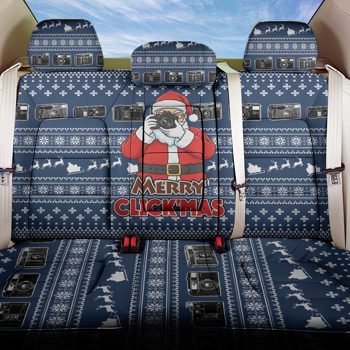 Merry Clickmas Christmas Back Car Seat Cover Xmas Holiday Patterns - Wonder Print Shop