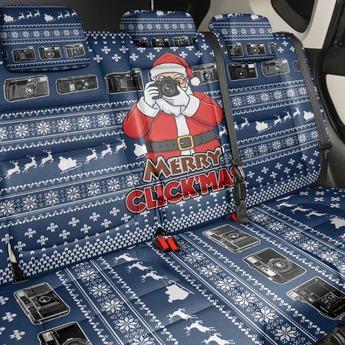 Merry Clickmas Christmas Back Car Seat Cover Xmas Holiday Patterns - Wonder Print Shop