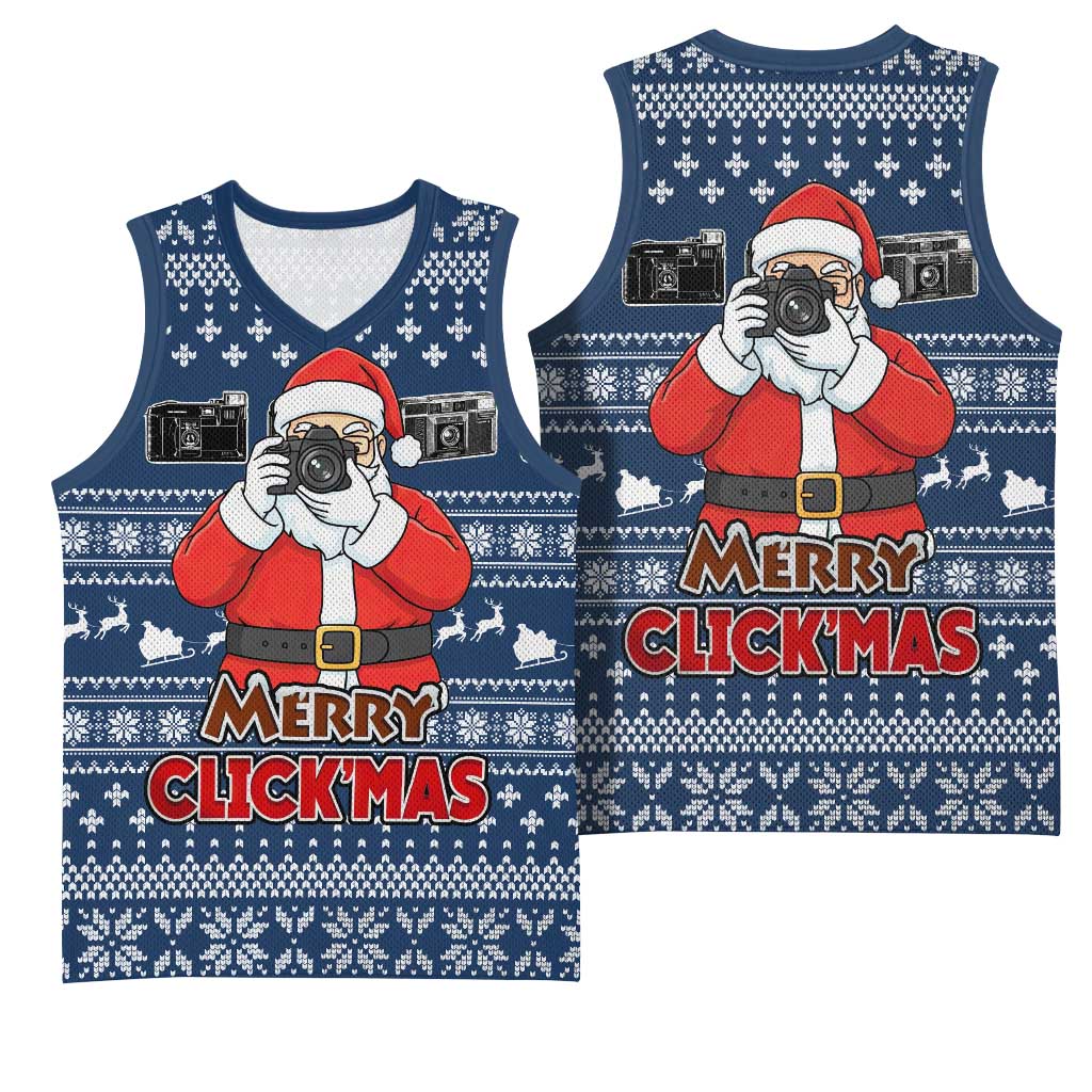 Merry Clickmas Christmas Basketball Jersey Xmas Holiday Patterns - Wonder Print Shop