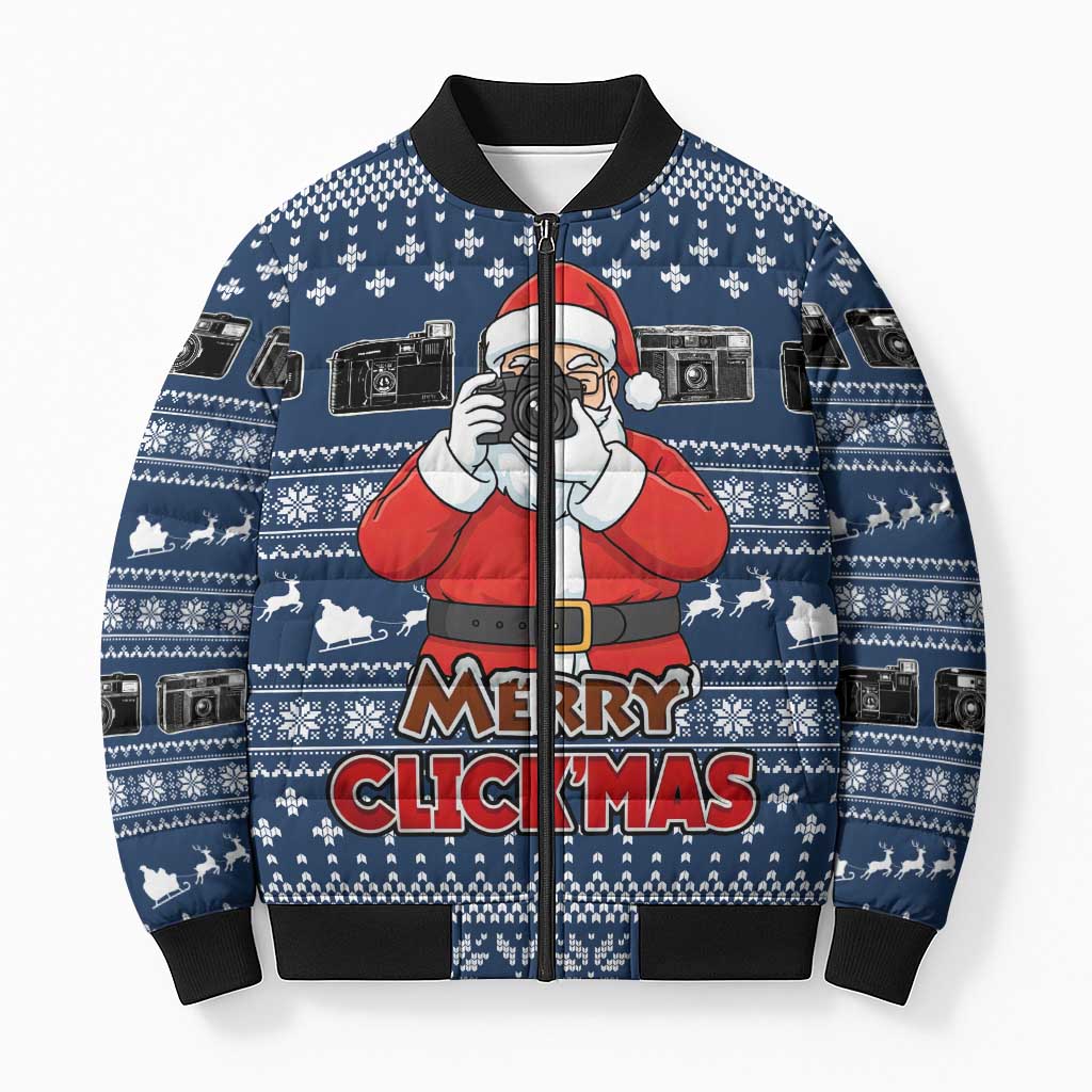 Merry Clickmas Christmas Bomber Puffer Jacket Xmas Holiday Patterns - Wonder Print Shop