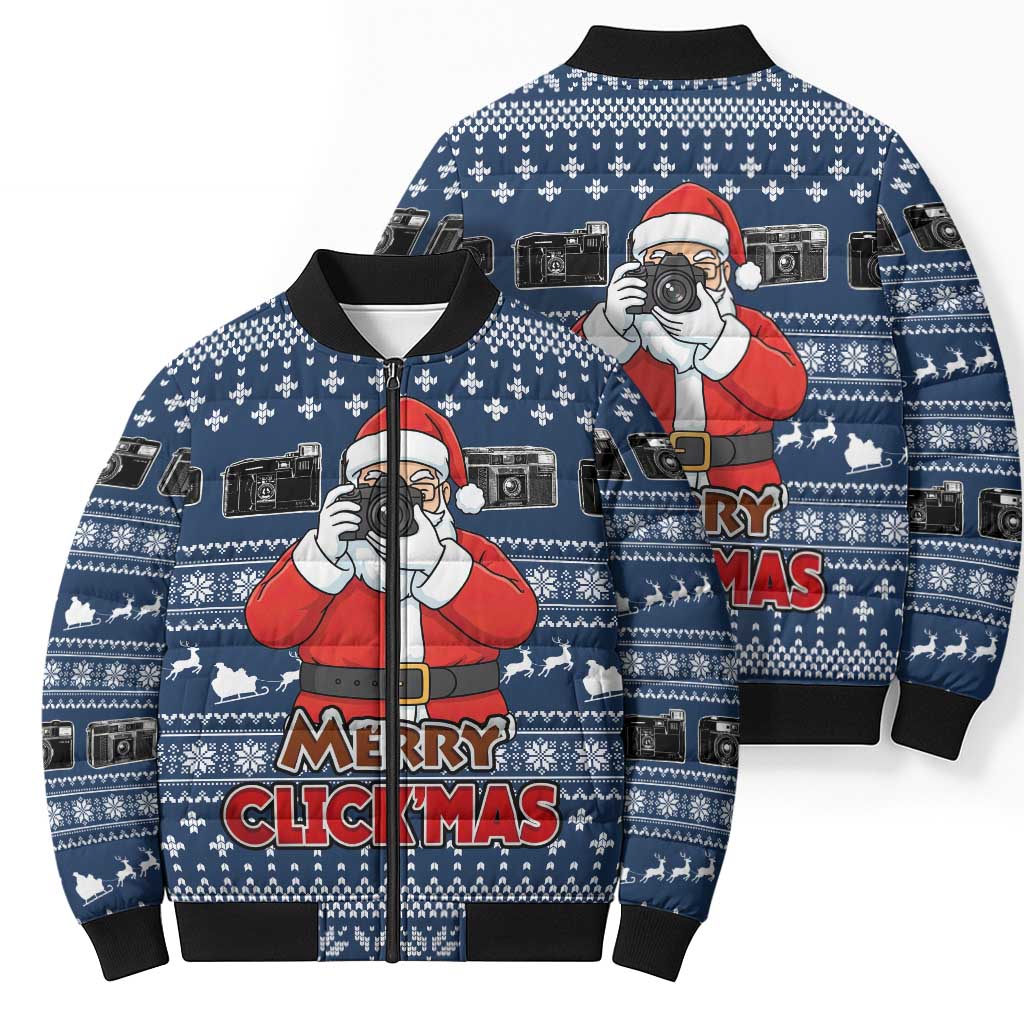 Merry Clickmas Christmas Bomber Puffer Jacket Xmas Holiday Patterns - Wonder Print Shop