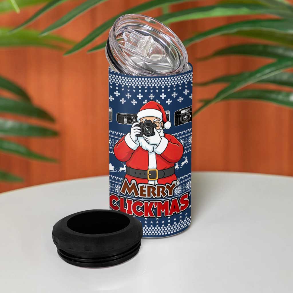Merry Clickmas Christmas 4 in 1 Can Cooler Tumbler Xmas Holiday Patterns - Wonder Print Shop