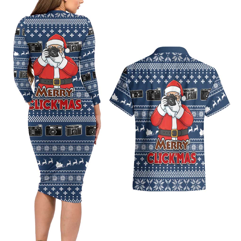 Merry Clickmas Christmas Couples Matching Long Sleeve Bodycon Dress and Hawaiian Shirt Xmas Holiday Patterns - Wonder Print Shop