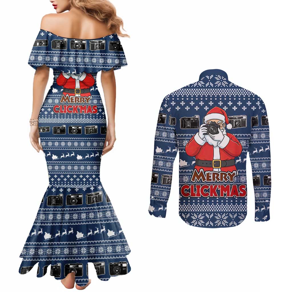 Merry Clickmas Christmas Couples Matching Mermaid Dress and Long Sleeve Button Shirt Xmas Holiday Patterns - Wonder Print Shop