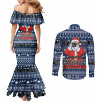 Merry Clickmas Christmas Couples Matching Mermaid Dress and Long Sleeve Button Shirt Xmas Holiday Patterns - Wonder Print Shop