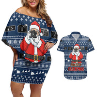 Merry Clickmas Christmas Couples Matching Off Shoulder Short Dress and Hawaiian Shirt Xmas Holiday Patterns - Wonder Print Shop