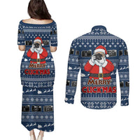 Merry Clickmas Christmas Couples Matching Puletasi and Long Sleeve Button Shirt Xmas Holiday Patterns - Wonder Print Shop
