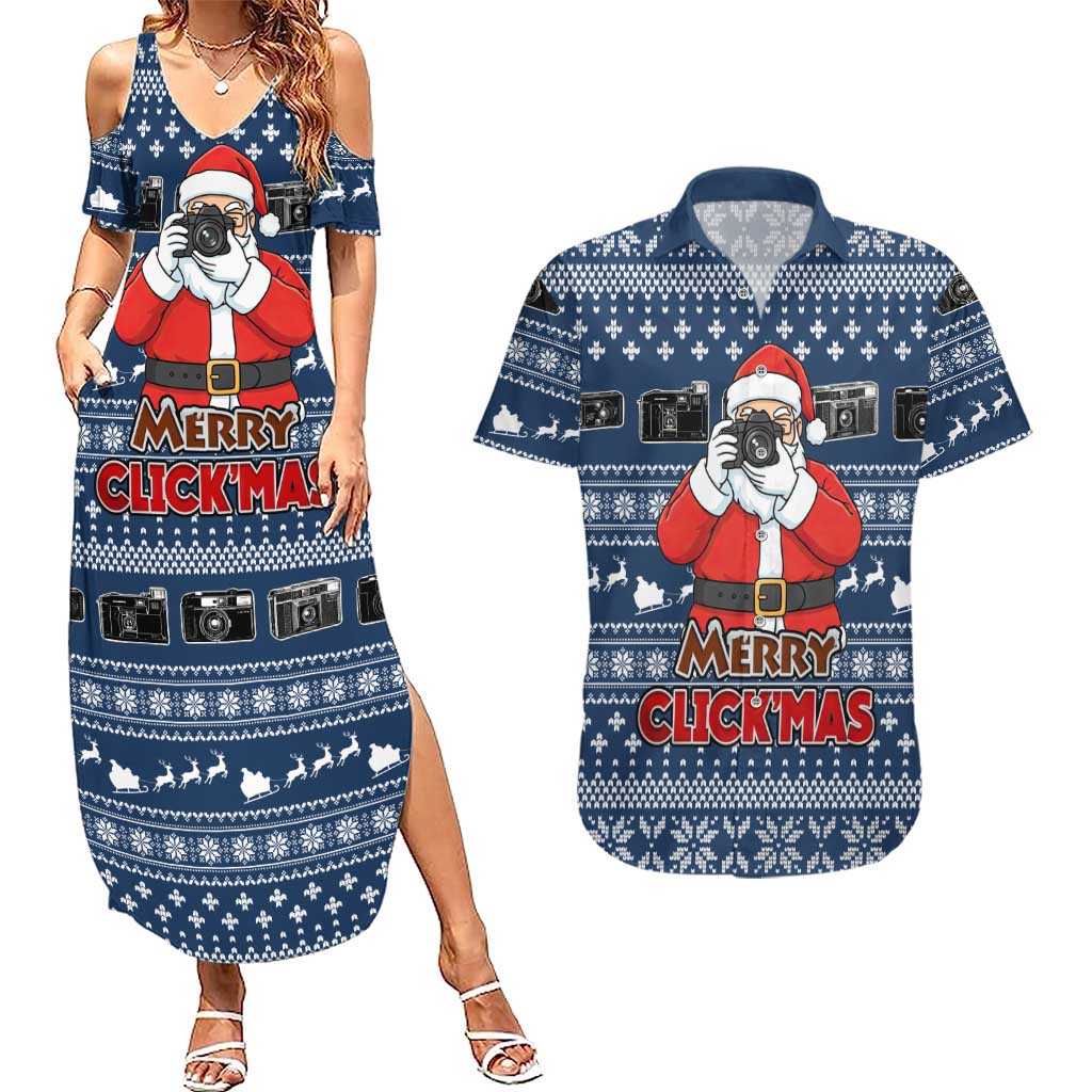 Merry Clickmas Christmas Couples Matching Summer Maxi Dress and Hawaiian Shirt Xmas Holiday Patterns - Wonder Print Shop