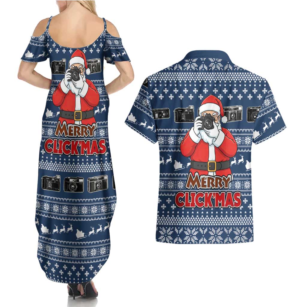 Merry Clickmas Christmas Couples Matching Summer Maxi Dress and Hawaiian Shirt Xmas Holiday Patterns - Wonder Print Shop