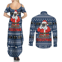 Merry Clickmas Christmas Couples Matching Summer Maxi Dress and Long Sleeve Button Shirt Xmas Holiday Patterns - Wonder Print Shop