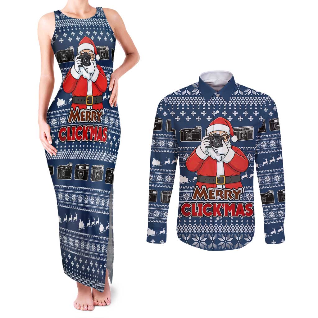 Merry Clickmas Christmas Couples Matching Tank Maxi Dress and Long Sleeve Button Shirt Xmas Holiday Patterns - Wonder Print Shop