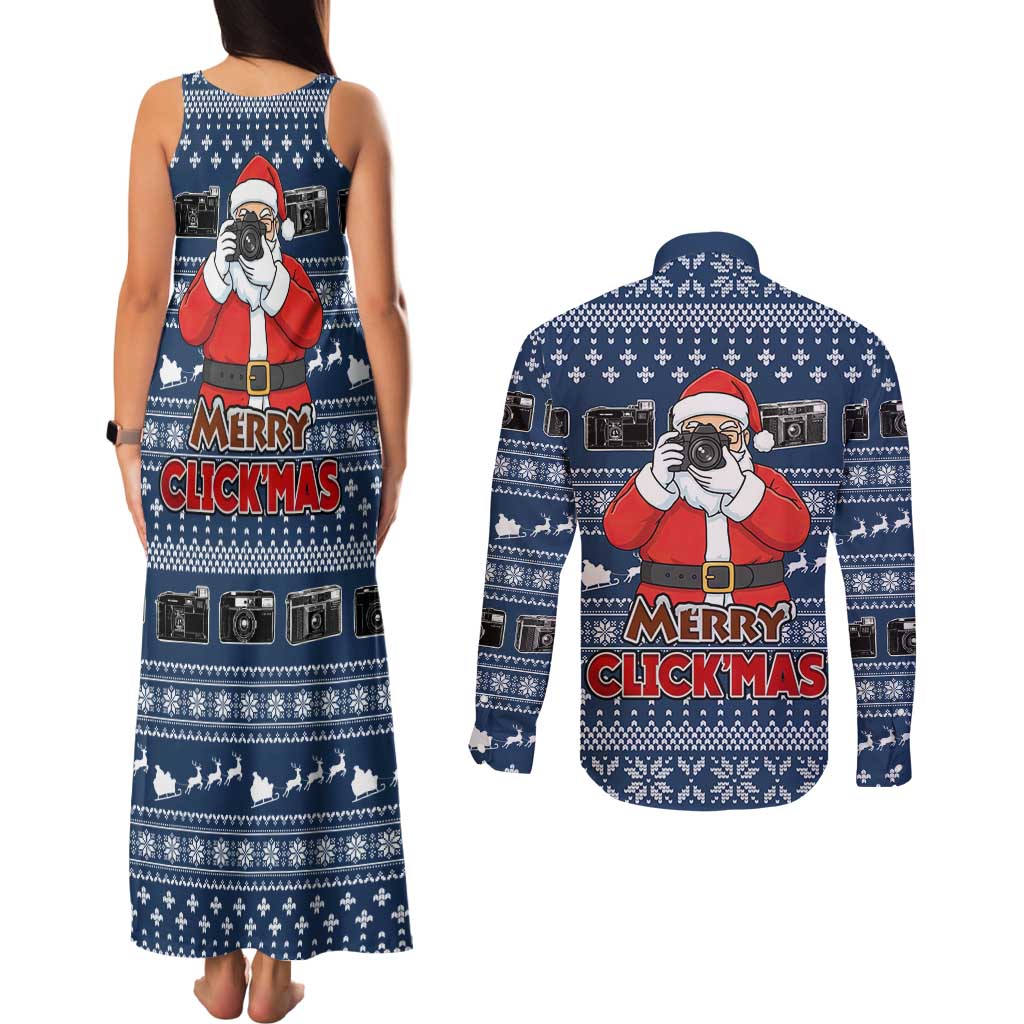Merry Clickmas Christmas Couples Matching Tank Maxi Dress and Long Sleeve Button Shirt Xmas Holiday Patterns - Wonder Print Shop