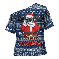 Merry Clickmas Christmas Cross Shoulder Shirt Xmas Holiday Patterns - Wonder Print Shop