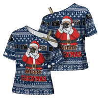 Merry Clickmas Christmas Cross Shoulder Shirt Xmas Holiday Patterns - Wonder Print Shop