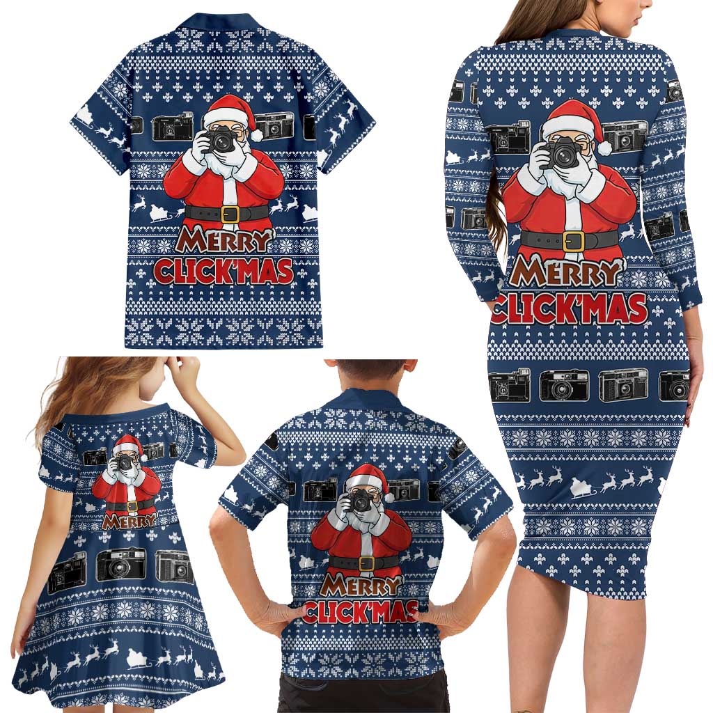 Merry Clickmas Christmas Family Matching Long Sleeve Bodycon Dress and Hawaiian Shirt Xmas Holiday Patterns - Wonder Print Shop