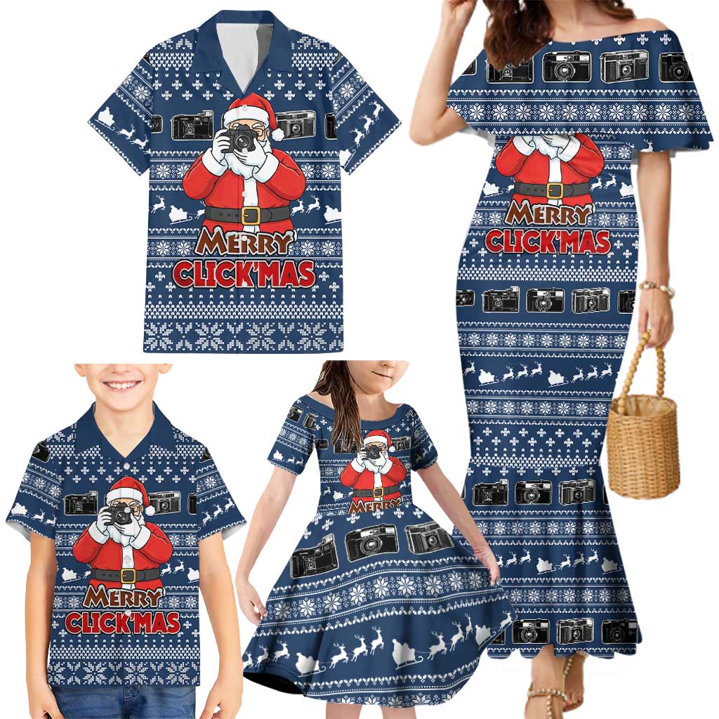 Merry Clickmas Christmas Family Matching Mermaid Dress and Hawaiian Shirt Xmas Holiday Patterns - Wonder Print Shop