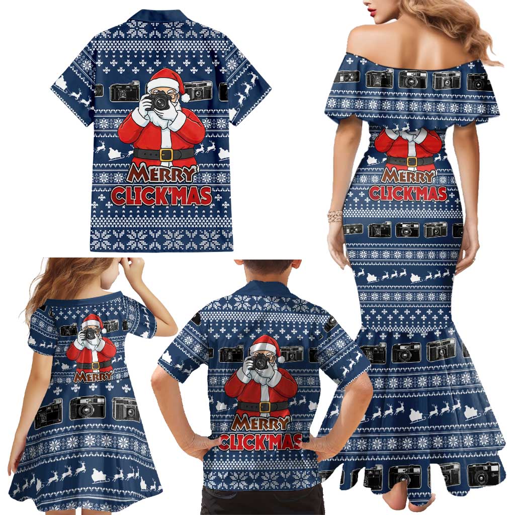 Merry Clickmas Christmas Family Matching Mermaid Dress and Hawaiian Shirt Xmas Holiday Patterns - Wonder Print Shop