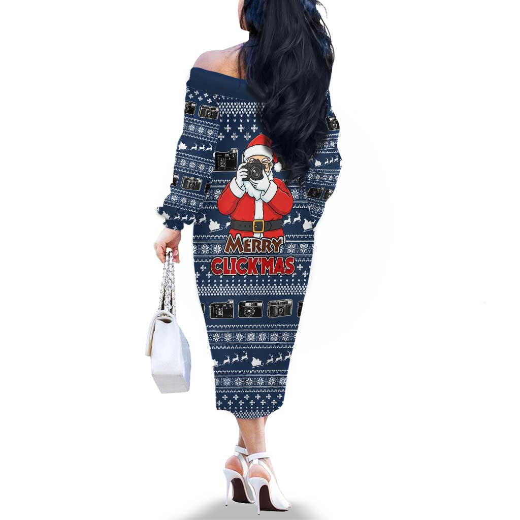 Merry Clickmas Christmas Family Matching Off The Shoulder Long Sleeve Dress and Hawaiian Shirt Xmas Holiday Patterns - Wonder Print Shop