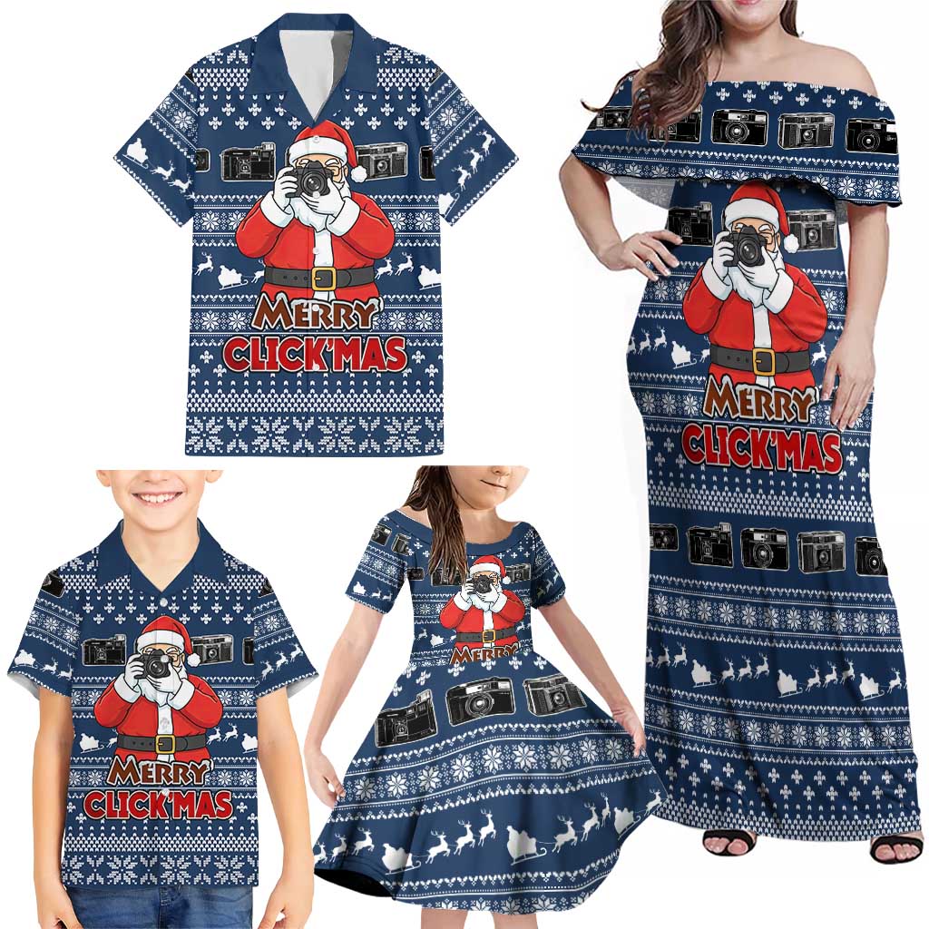 Merry Clickmas Christmas Family Matching Off Shoulder Maxi Dress and Hawaiian Shirt Xmas Holiday Patterns - Wonder Print Shop