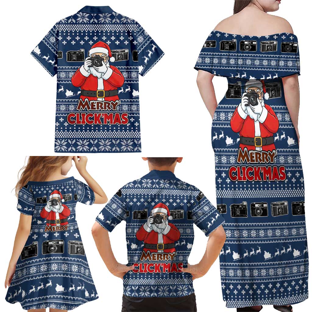 Merry Clickmas Christmas Family Matching Off Shoulder Maxi Dress and Hawaiian Shirt Xmas Holiday Patterns - Wonder Print Shop