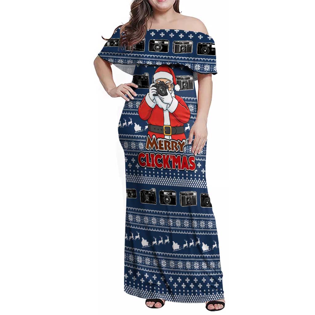 Merry Clickmas Christmas Family Matching Off Shoulder Maxi Dress and Hawaiian Shirt Xmas Holiday Patterns - Wonder Print Shop