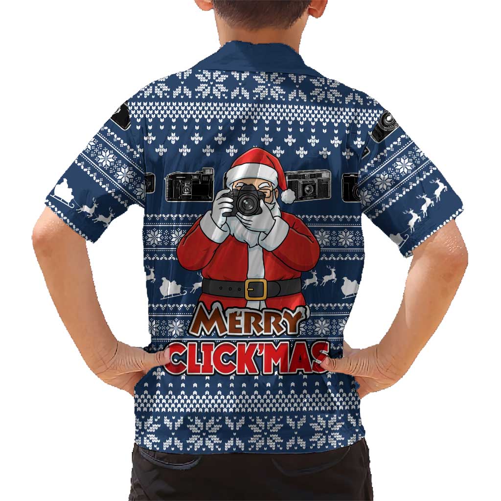 Merry Clickmas Christmas Family Matching Off Shoulder Short Dress and Hawaiian Shirt Xmas Holiday Patterns - Wonder Print Shop