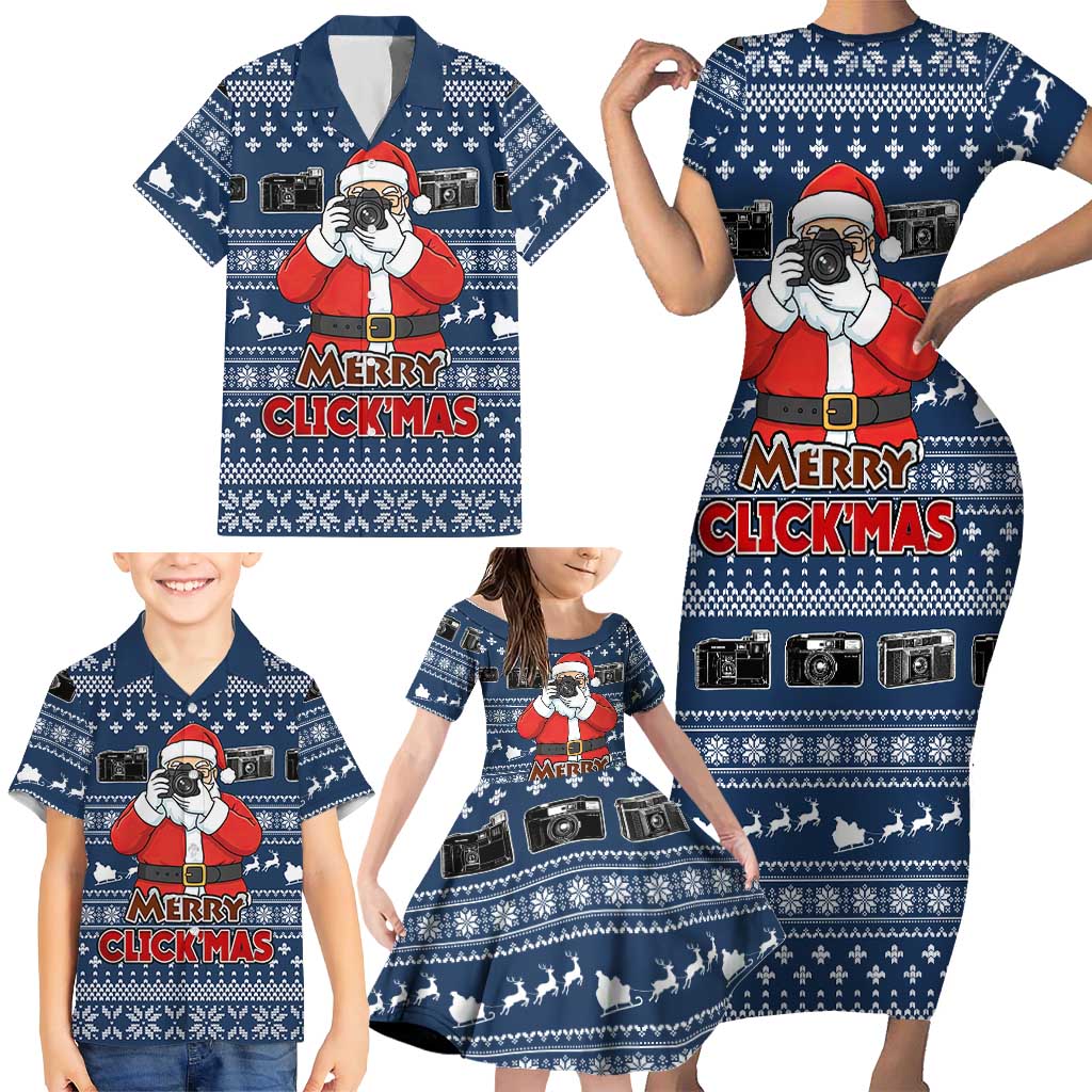 Merry Clickmas Christmas Family Matching Short Sleeve Bodycon Dress and Hawaiian Shirt Xmas Holiday Patterns - Wonder Print Shop