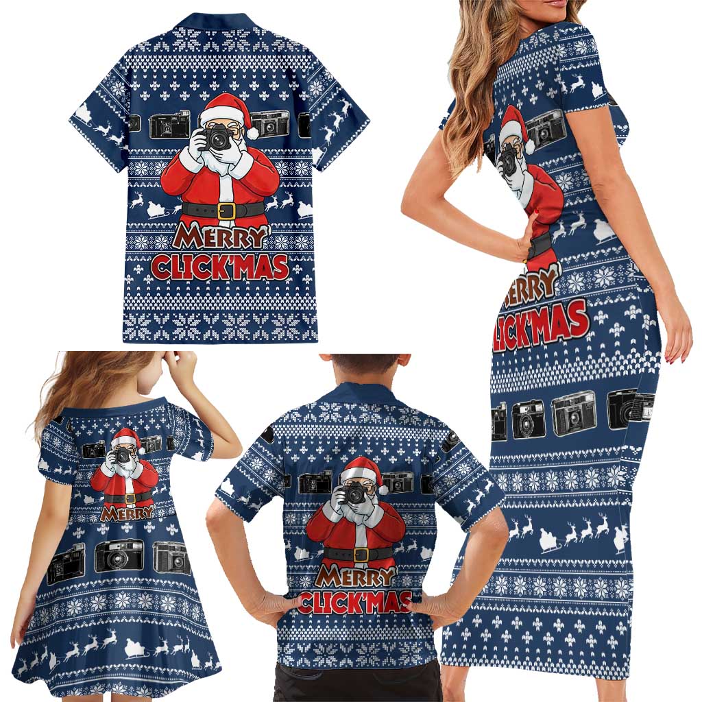 Merry Clickmas Christmas Family Matching Short Sleeve Bodycon Dress and Hawaiian Shirt Xmas Holiday Patterns - Wonder Print Shop