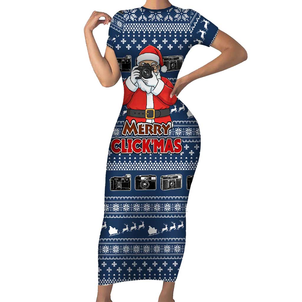 Merry Clickmas Christmas Family Matching Short Sleeve Bodycon Dress and Hawaiian Shirt Xmas Holiday Patterns - Wonder Print Shop