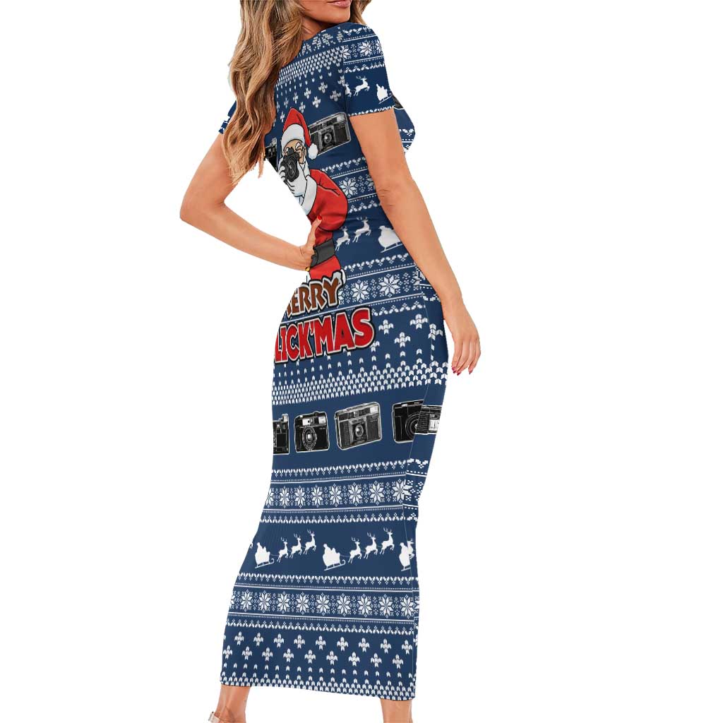 Merry Clickmas Christmas Family Matching Short Sleeve Bodycon Dress and Hawaiian Shirt Xmas Holiday Patterns - Wonder Print Shop
