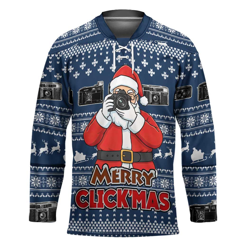 Merry Clickmas Christmas Hockey Jersey Xmas Holiday Patterns - Wonder Print Shop