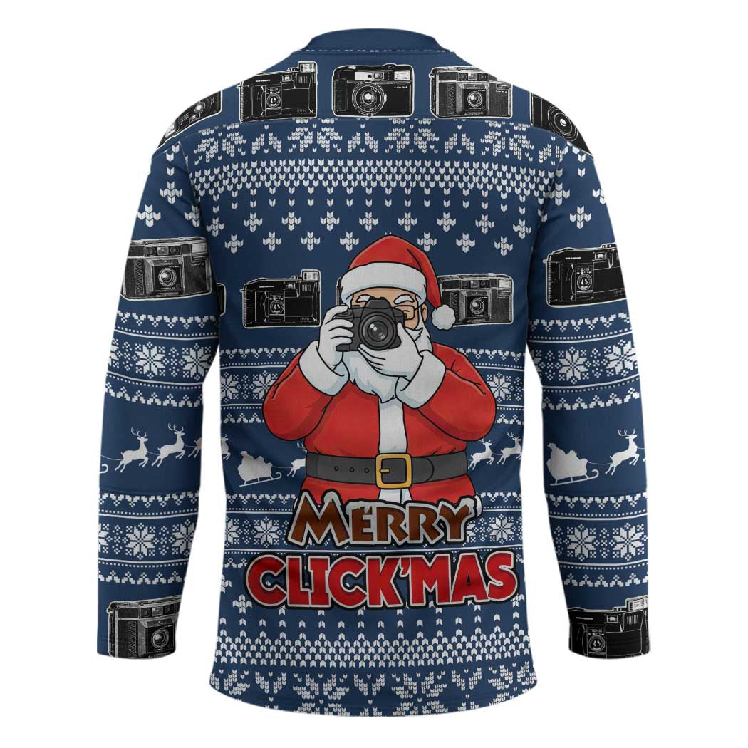 Merry Clickmas Christmas Hockey Jersey Xmas Holiday Patterns - Wonder Print Shop