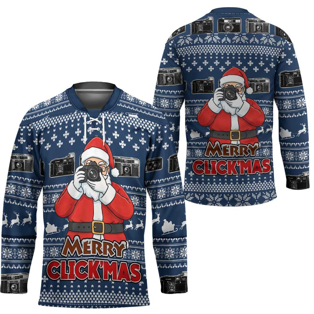 Merry Clickmas Christmas Hockey Jersey Xmas Holiday Patterns - Wonder Print Shop