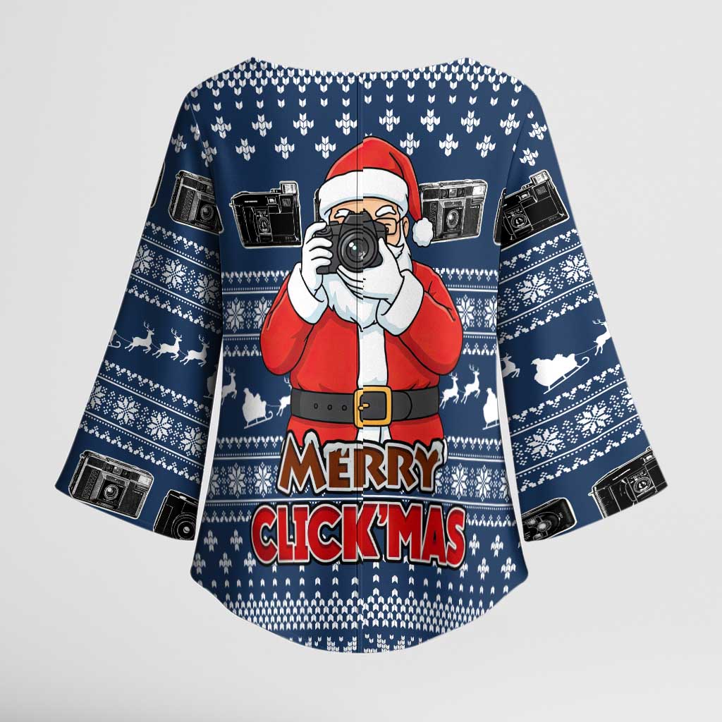 Merry Clickmas Christmas Kimono Sleeve Blouse Xmas Holiday Patterns - Wonder Print Shop