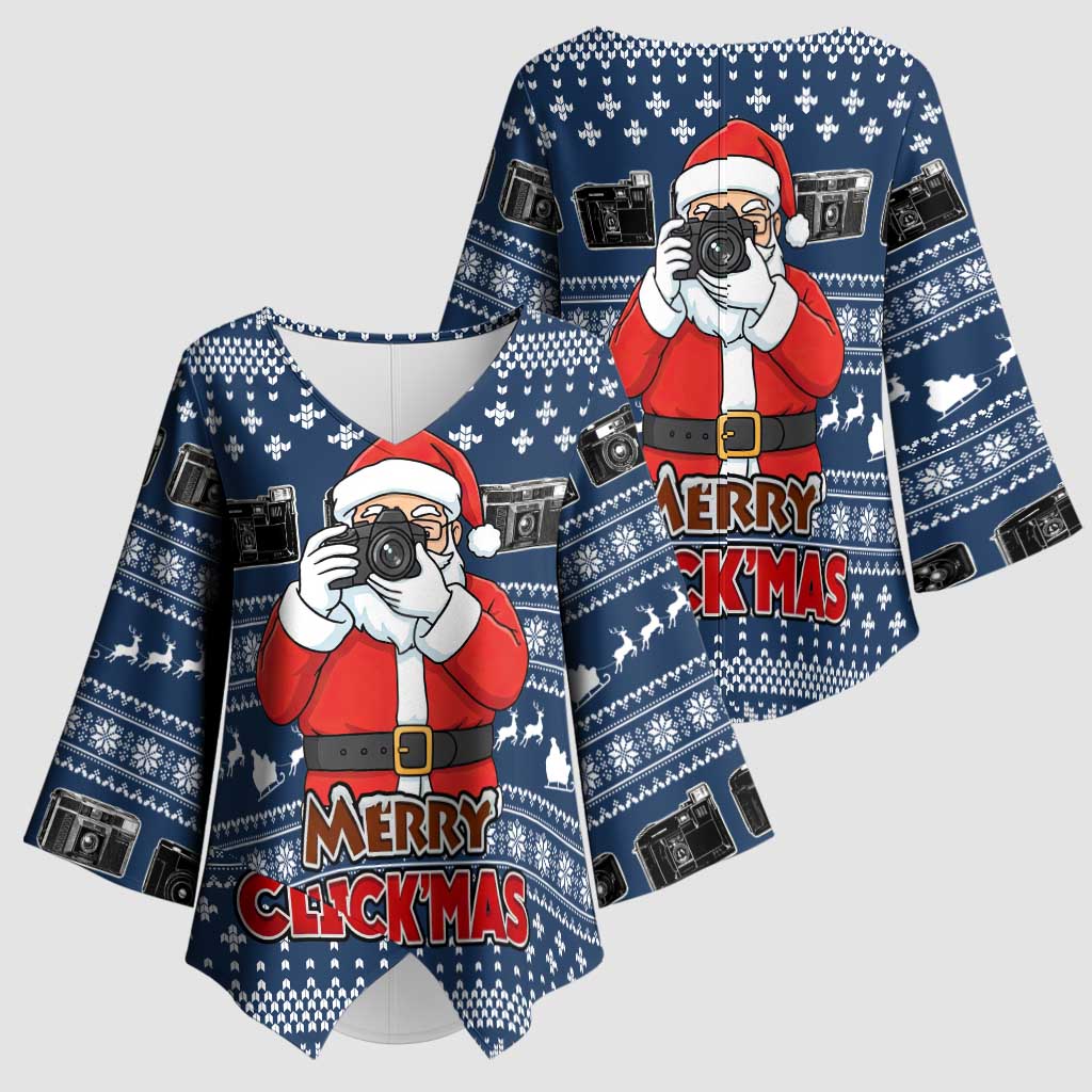 Merry Clickmas Christmas Kimono Sleeve Blouse Xmas Holiday Patterns - Wonder Print Shop