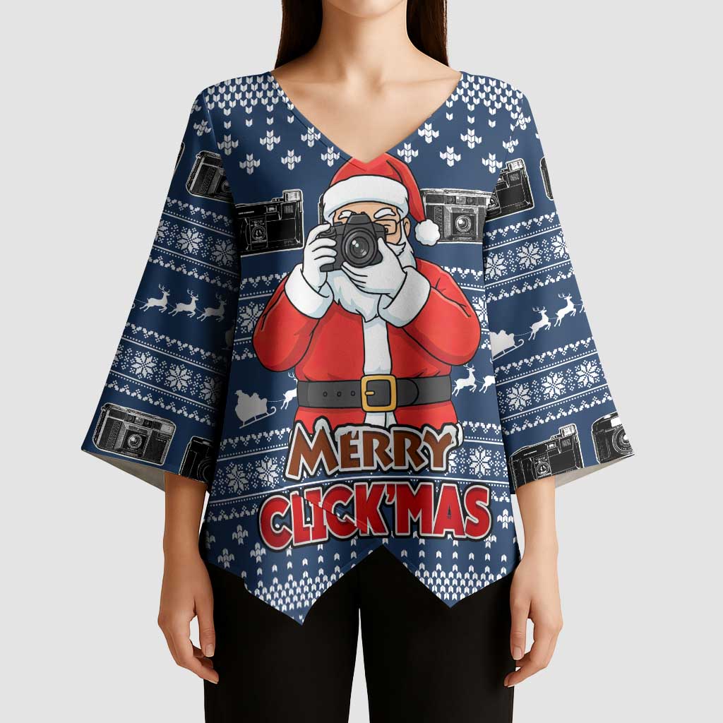 Merry Clickmas Christmas Kimono Sleeve Blouse Xmas Holiday Patterns - Wonder Print Shop