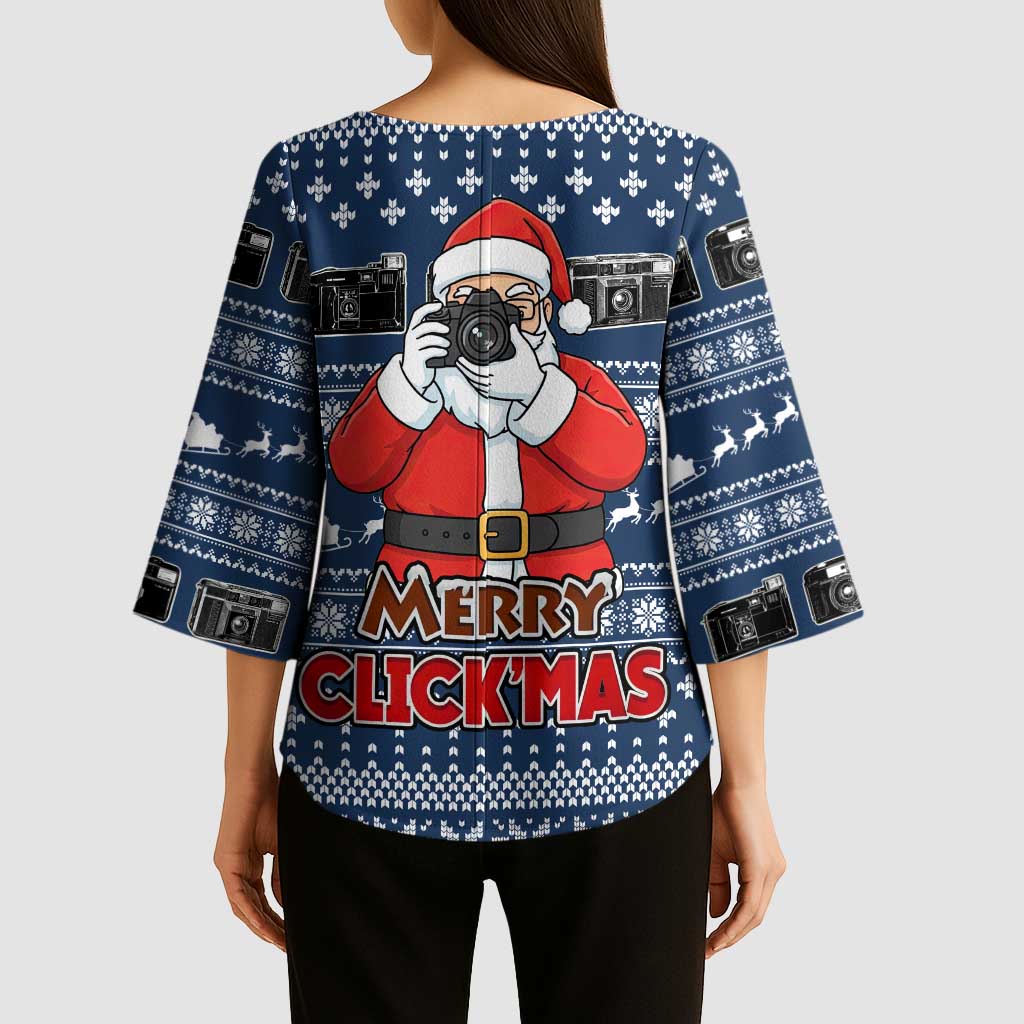 Merry Clickmas Christmas Kimono Sleeve Blouse Xmas Holiday Patterns - Wonder Print Shop