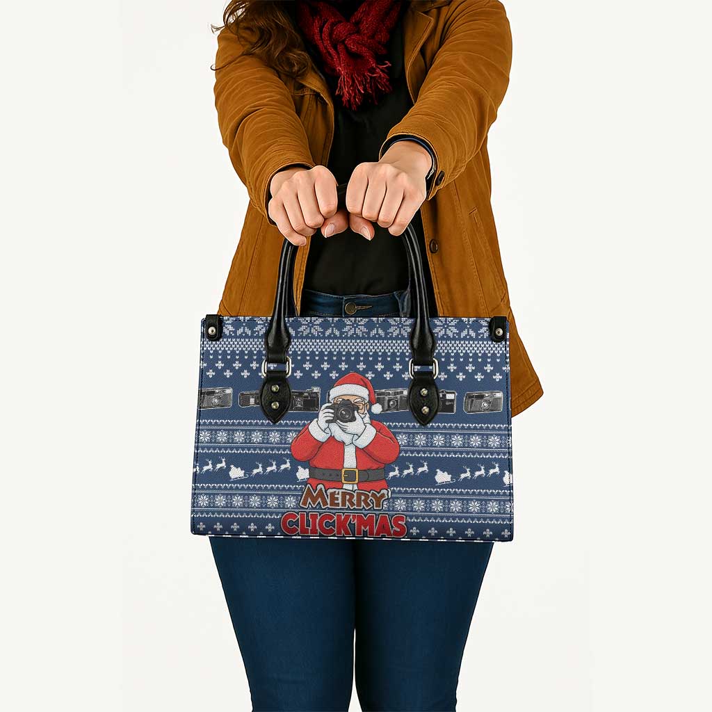 Merry Clickmas Christmas Leather Bag Xmas Holiday Patterns - Wonder Print Shop