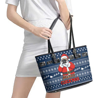 Merry Clickmas Christmas Leather Tote Bag Xmas Holiday Patterns - Wonder Print Shop
