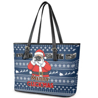 Merry Clickmas Christmas Leather Tote Bag Xmas Holiday Patterns - Wonder Print Shop