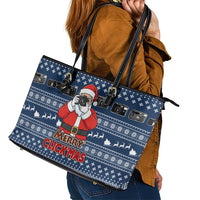 Merry Clickmas Christmas Leather Tote Bag Xmas Holiday Patterns - Wonder Print Shop
