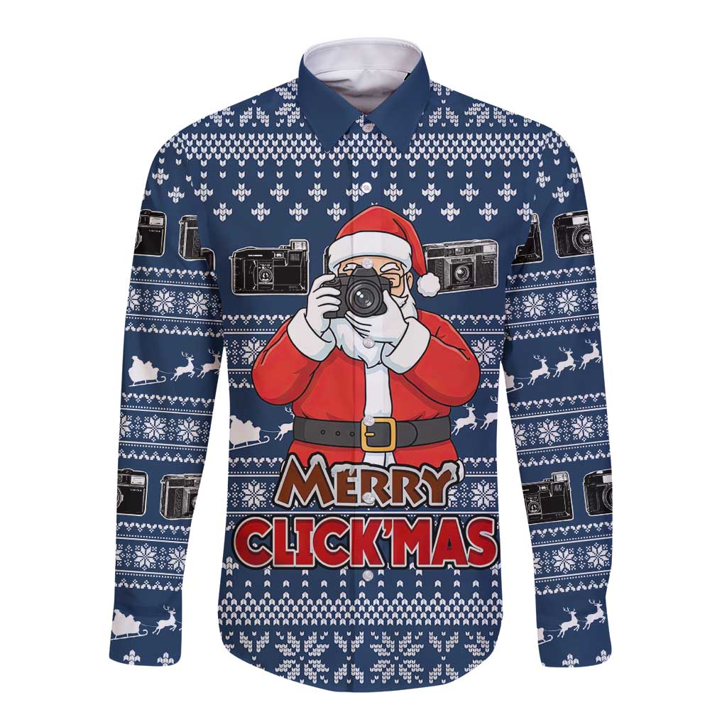 Merry Clickmas Christmas Long Sleeve Button Shirt Xmas Holiday Patterns - Wonder Print Shop