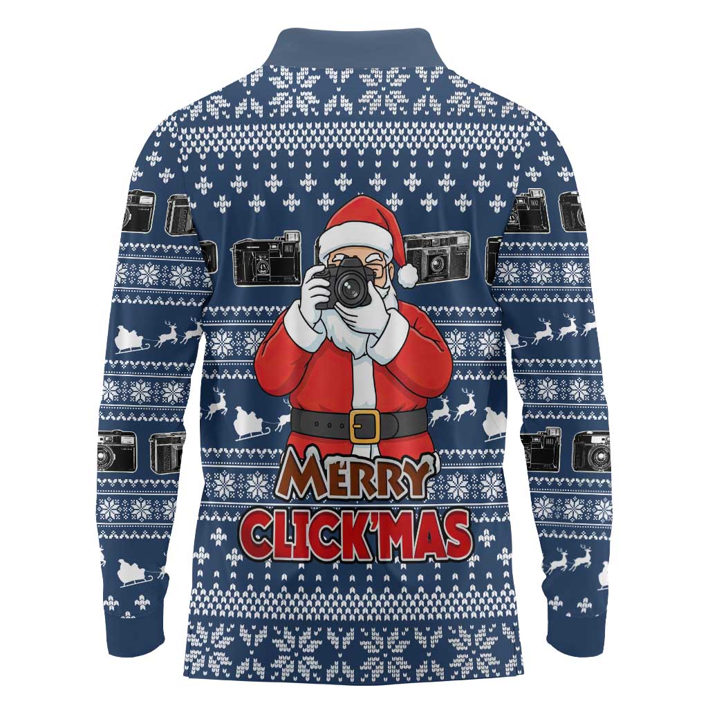 Merry Clickmas Christmas Long Sleeve Polo Shirt Xmas Holiday Patterns - Wonder Print Shop