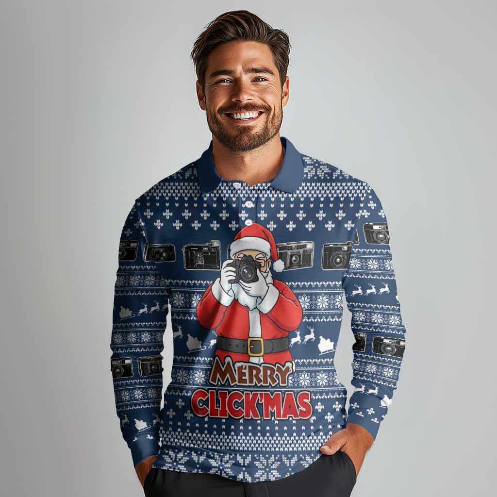 Merry Clickmas Christmas Long Sleeve Polo Shirt Xmas Holiday Patterns - Wonder Print Shop