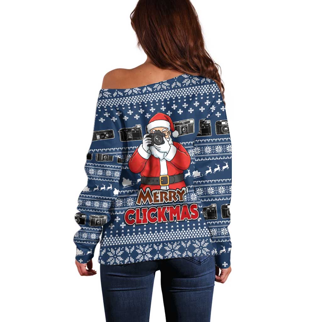 Merry Clickmas Christmas Off Shoulder Sweater Xmas Holiday Patterns - Wonder Print Shop