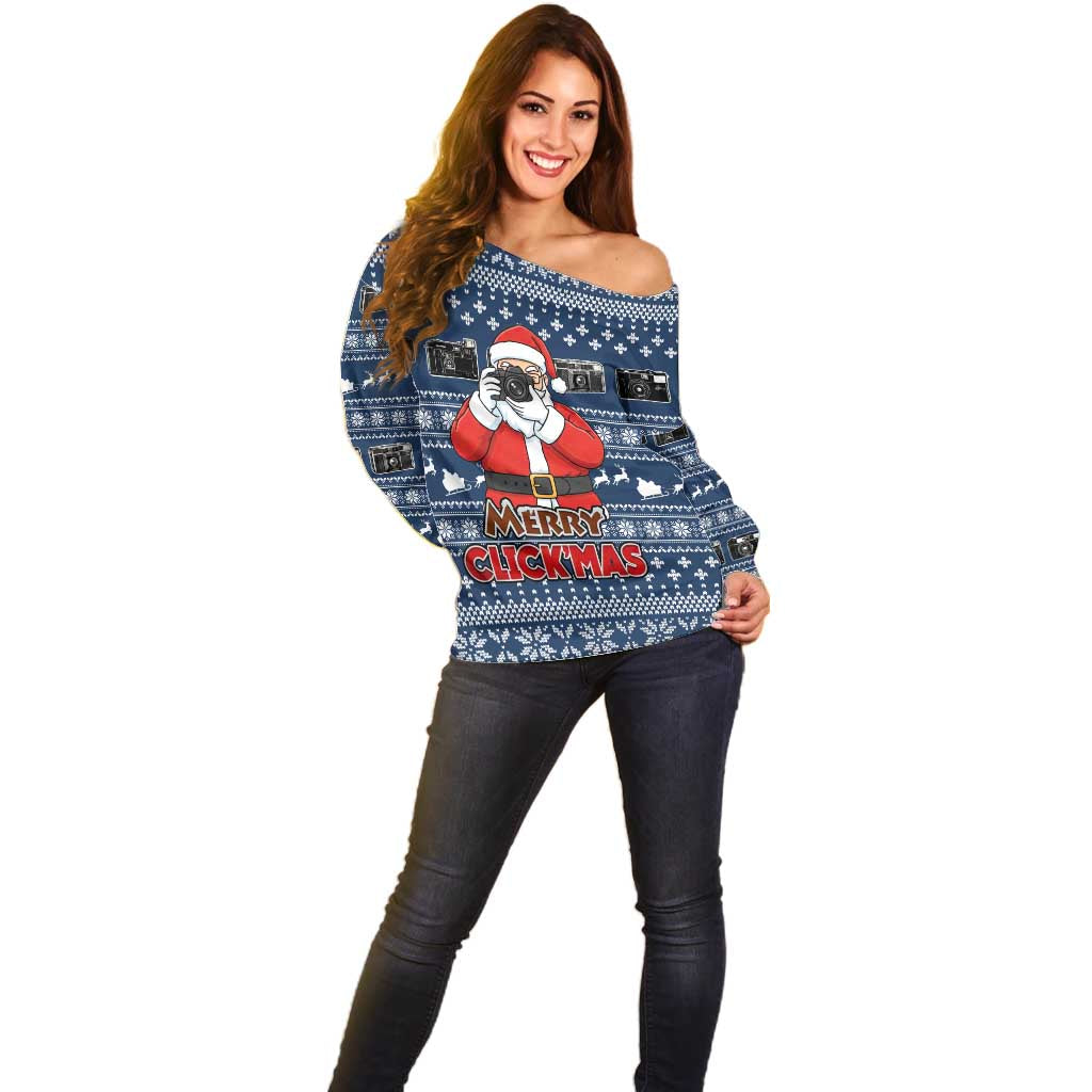 Merry Clickmas Christmas Off Shoulder Sweater Xmas Holiday Patterns - Wonder Print Shop
