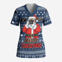 Merry Clickmas Christmas Scrub Top Xmas Holiday Patterns - Wonder Print Shop