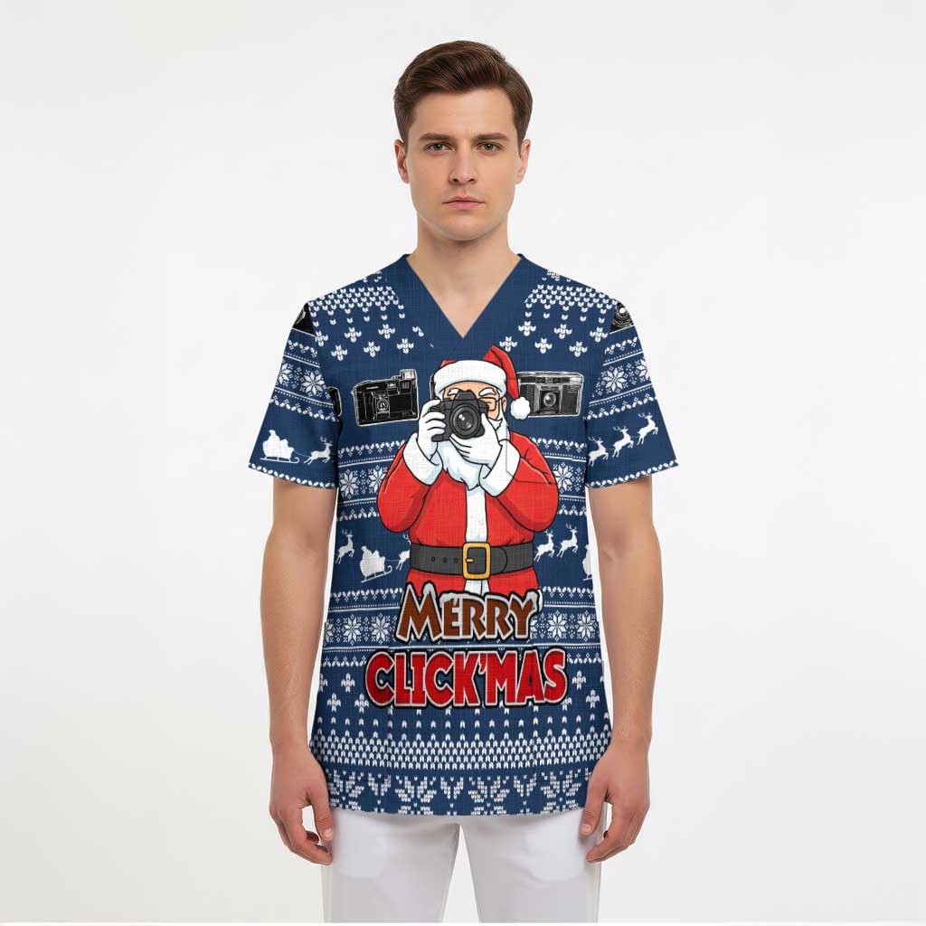Merry Clickmas Christmas Scrub Top Xmas Holiday Patterns - Wonder Print Shop